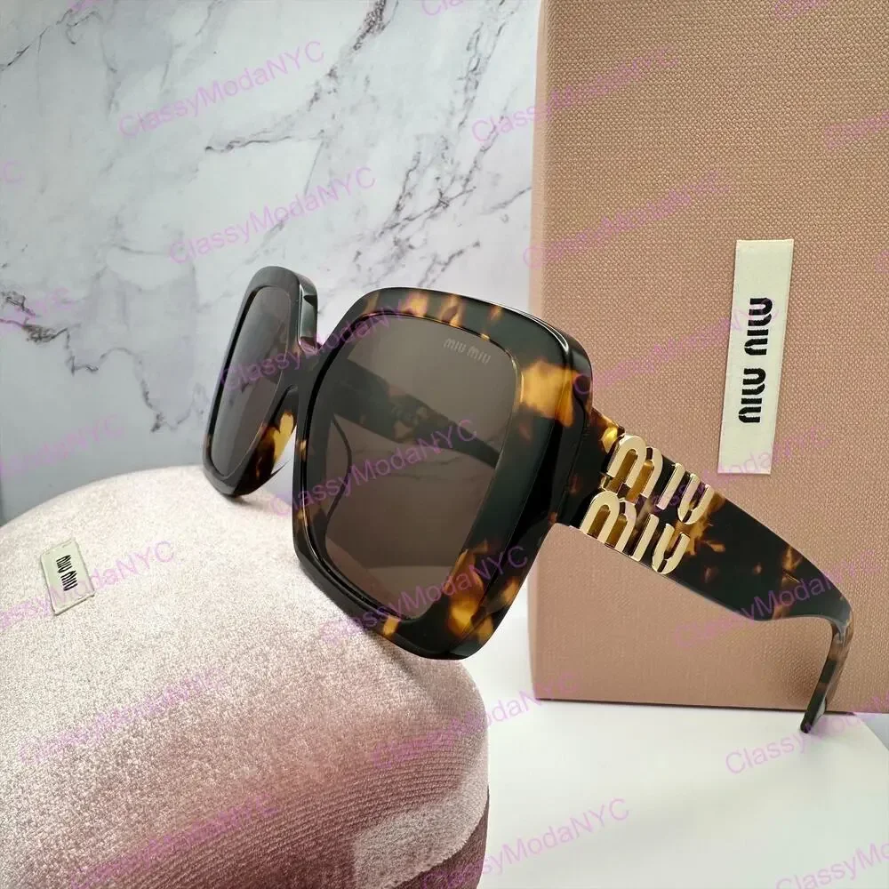 New MIU MIU Sunglasses Brown Square Gold Full Rim 56mm MIU MIU